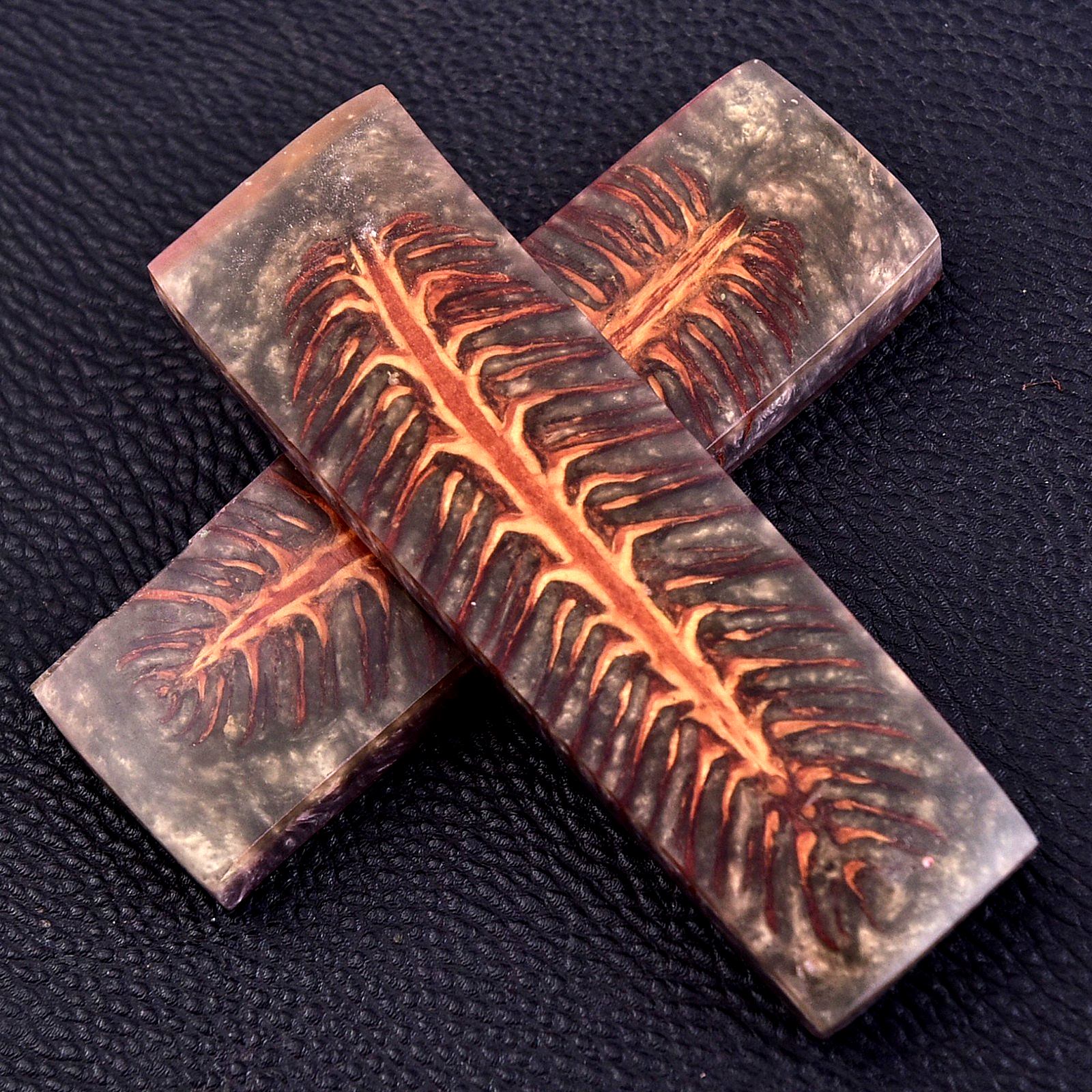 Custom Made Stabilized Pine Cones Resin Pair Scales For Knife Making Handle 2959