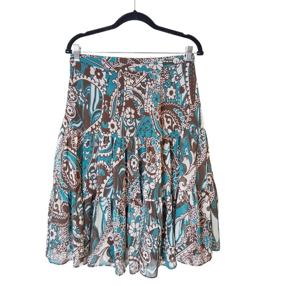 Falda midi vintage Y2K Nicole de Nicole Miller estampado floral cachemir talla 8 Foto 3 de 4