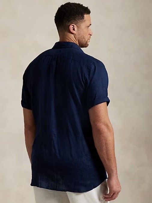 $145 Polo Ralph Lauren Men’s Big & Tall Linen Short Sleeve Shirt Navy Size 3XLT image 4