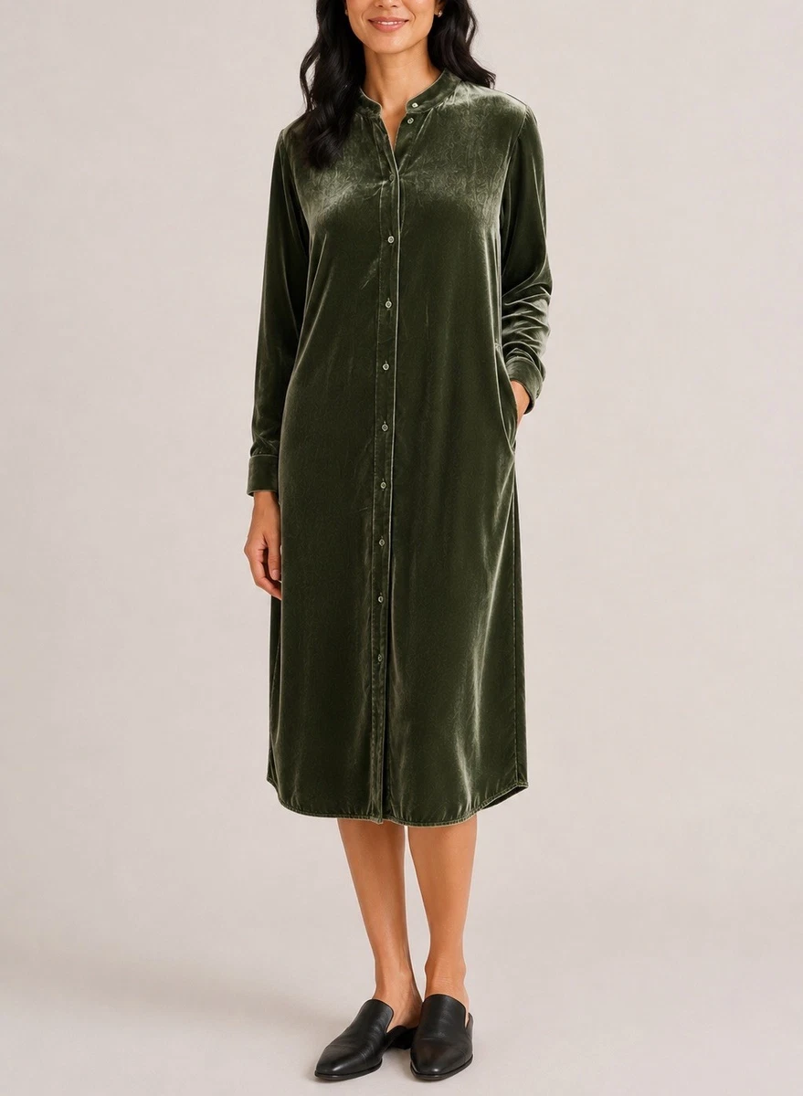 eileen fisher green velvet dress Solid Dresses for Women for sale Ebay