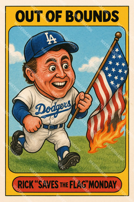 GX939 Rick Monday Dodgers Out of Bounds 4x6 12x18 16x24 Photo