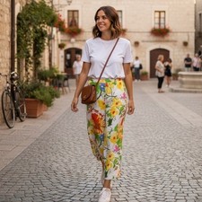 Jams World Large Vintage 90s Y2K Floral Wide Leg Pants Aloha Tropical Resort