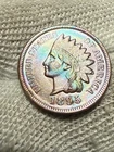 1895 Indian Head Cent Penny, Brilliant Lustrous AU+ Gem Better Date! Toned
