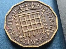 1956 Elizabeth II  British ELII Threepenny  3d