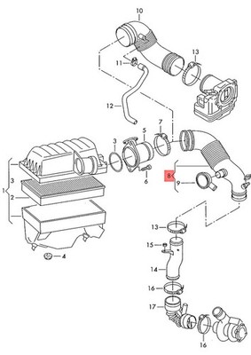Genuine VW SEAT Sharan syncro 4Motion Alhambra 7M6 7M9 Intake Hose 7M3129615