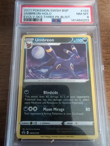 Pokémon TCG Umbreon SWSH129 Black Star Promo Card Cosmos Holo PSA 8 NM-MT 2021