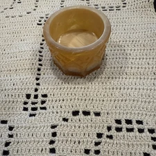 New Vintage E. E. Round Top 9 Panel Open Salt Dip In Agate 1 7/8” Signed In