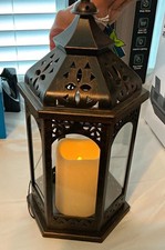 Moroccan Hexagon Glass & Bronze Lantern