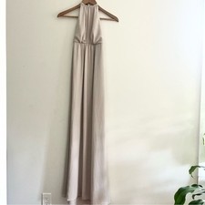 Show Me Your MuMu Cream Halter Maxi Dress Bridesmaid Party Chiffon Sz Small