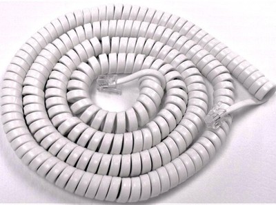 Big-Button Phone Handset Cord Low-Vision Elderly Curly Bright White Long 25Ft
