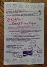 Original Easy Bake Oven Directions Pamphlet / 2000