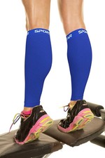 Calf Compression Sleeve for Men  Women, Best Footless Socks for Shin L/XL Blue