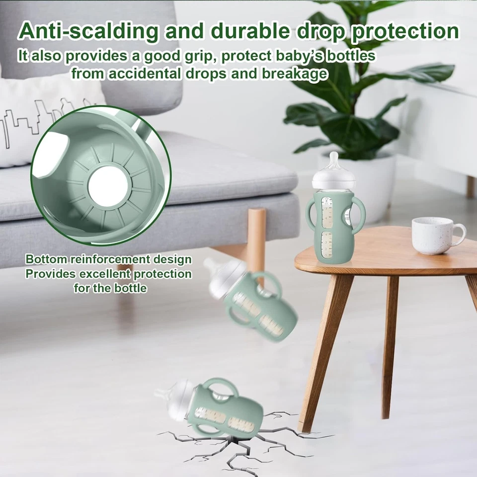 硅胶婴儿奶瓶套带手柄适用于 Avent 玻璃和防绞痛瓶... — 第 4/4 张图片