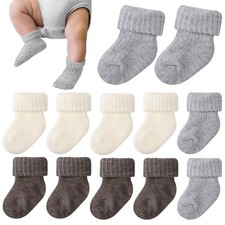 6 Pairs Wool Preemie Socks Premature Turn Cuff Wool Socks for Mixed Color