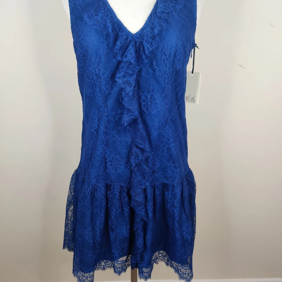 Ali Ro Lace Lace Dress Size 4 Ruffled Drop Waist Sleeveless Party Cocktail NWT - Image 3 of 4