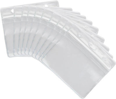 10PCS Plastic Card Holder, 98x82 MM Clear Waterproof ID Card Holders, Name Tag B