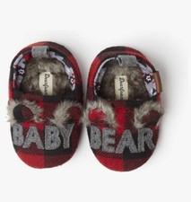 Dearfoams NEW Plaid Baby Bear Slippers Size 6-9 months