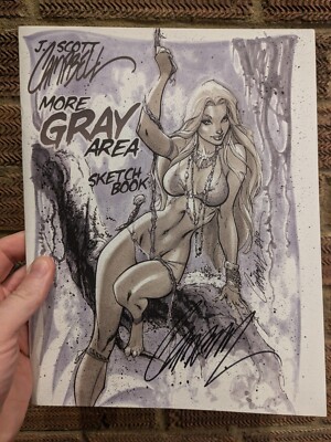 J.SCOTT CAMPBELL -Sketch Book RARE More GRAY Area Comics Icon SIGNED Leia Avatar