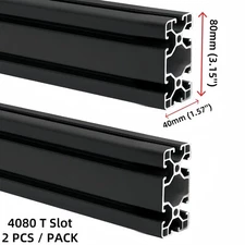 2 PACKS 4080 T Slot Aluminum Extrusion EU Standard Anodized Rails 200mm (Black)