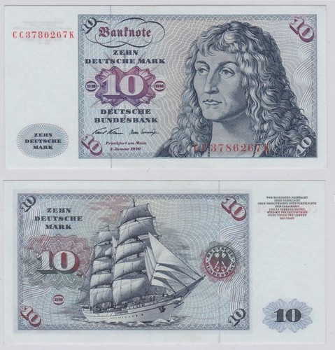 T146317 Banknote 10 DM Deutsche Mark Ro. 270a note 2. Jan. 1970 KN CC ...