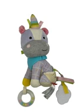 Skip Hop Bandana Buddies Baby Plush Unicorn Purple Rattle Activity Teething Toy