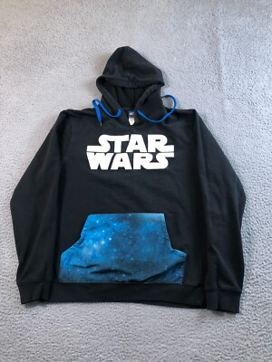 Star Wars Hoodie Herren Large Schwarz Blau Galaxy Langarm Pullover