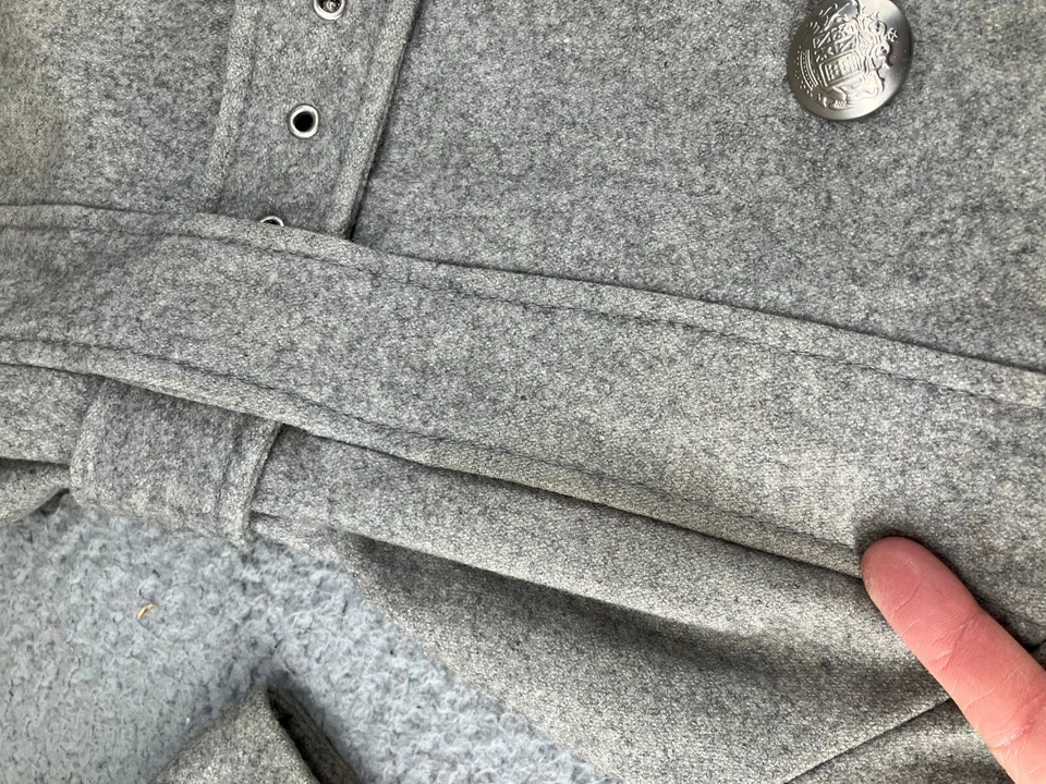 Abrigo de Lana Guess De Colección Para Mujer Grande Gris Cinturón Corte Medio Elegante Informal Botón Delantero Foto 2 de 4