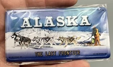 Alaska State License Plate Novelty Fridge Magnet Sled Dogs Blue Snow