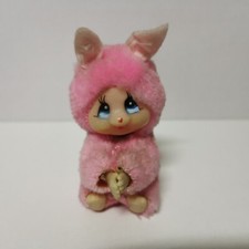 Original Monchhichi rosa pink Klemmfigur Klammertier Vintage # 8,5 cm# Sekiguchi