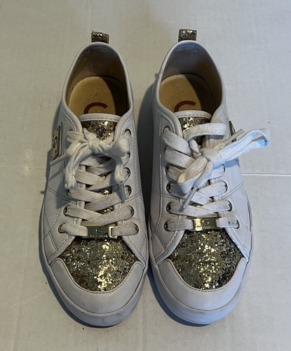 Guess G By Guess Sneakers Women Size 8.5 G Mallory Gold Multicolor Glitter - Picture 13 of 15