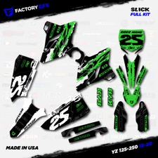 White & Green Slick Graphic Kit fits Yamaha Yz125 Yz250 15-20 Plates YZ 125 250