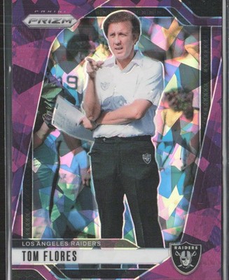 2024 Panini Prizm #156 Tom Flores Purple Ice #/225 Los Angeles Raiders (JB)