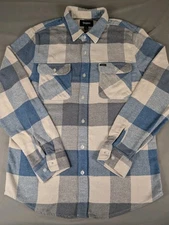 Brixton Bowery Flannel Shirt Mens Large Blue Long Sleeve Outdoor