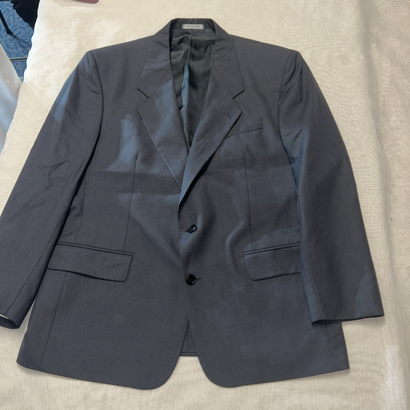 Men’s Suit Jacket Size 44R Yves Saint Laurent Blue Blazer  Button Canada Wool thumbnail 2