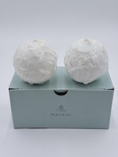 PartyLite Glitter Snow Balls Q35102 Ball Wax Candles NIB RETIRED 2 In Set