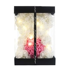 Rose Flower Bear-Hand Made Rose Teddy Bear,Best Artificial Decoration White