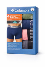 Columbia Men  s Performance Stretch Boxer Briefs 4 Pack, L
