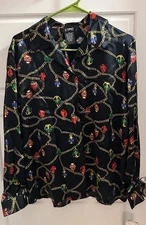 Vintage Studio 3000 Holiday Silk Button Down Women’s Blouse  NWT M