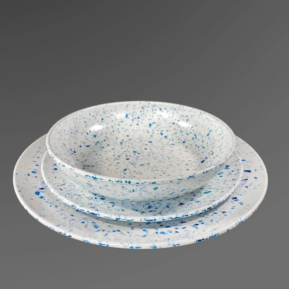 Zak! Juego de vajilla confeti de melamina Designs - Salpicaduras azules 20 piezas Foto 2 de 4