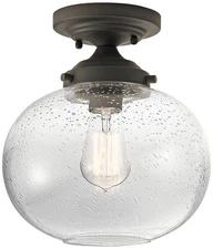 Kichler Avery 9 3/4" Wide Olde Bronze Seeded Glass Ceiling Light