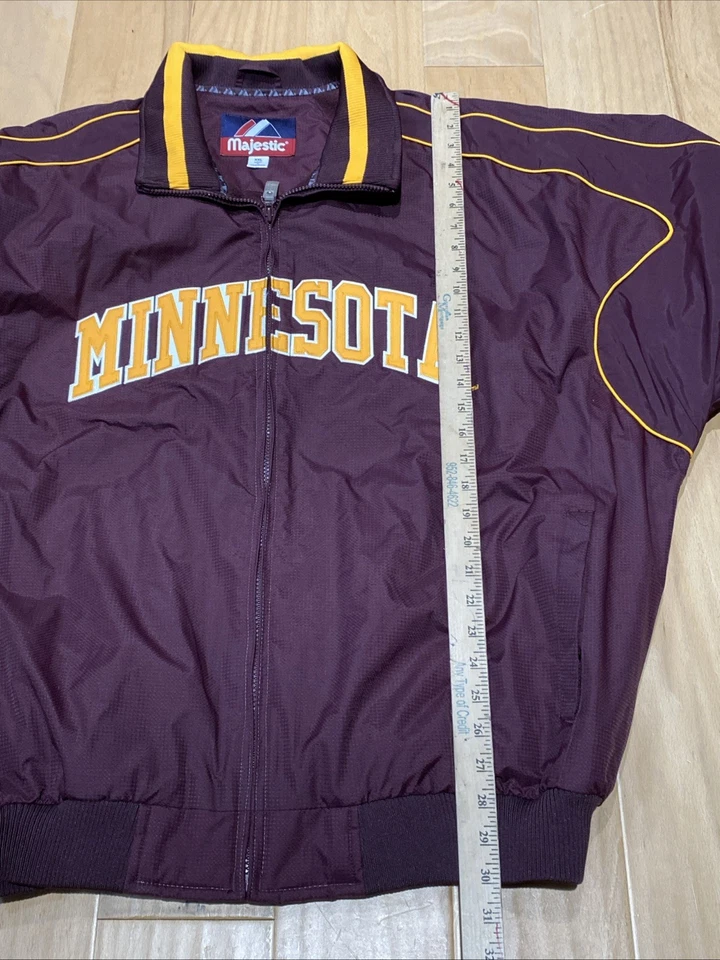Vtg Majestic MN Gophers Jacket Mens XXL Therma Base Fleece Lined Zip Down Coat - Image 3 of 4