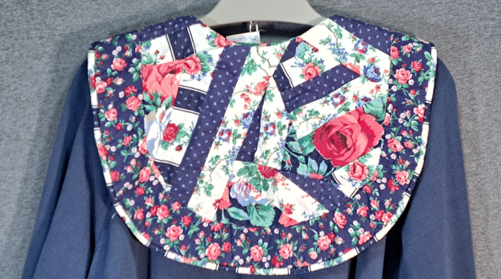 Womens Navy Blue Floral Patchwork Quilted Collar … - image 3