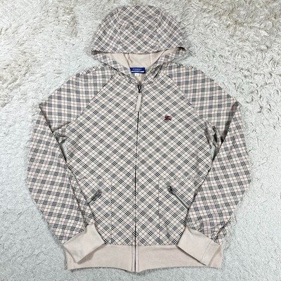 Burberry Blue Label Logo Embroidered Hoodie Zipper Nova Check