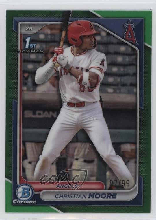 2024 Bowman Draft Chrome Green Refractor 7/99 Christian Moore #BDC-13 0ux3