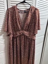 Women's V-Neck Flutter Sleeve Printed Dress