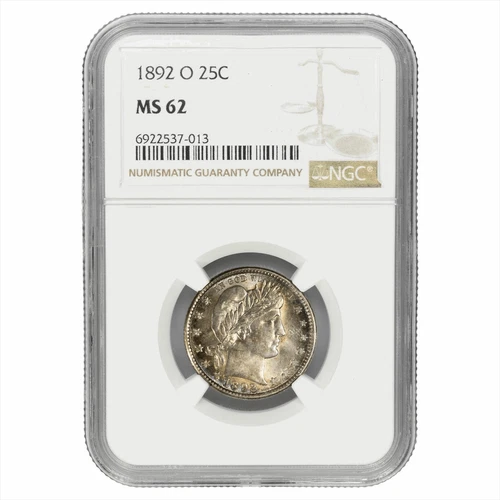 1892O Barber Quarter 25C NGC MS 62