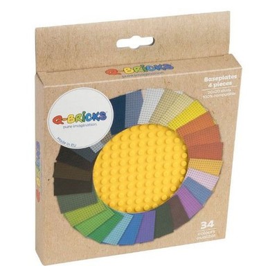Q-Bricks - Basis Platte 20 x 20 Kartonbox 4 Stück - Farbe Verkehrsgelb