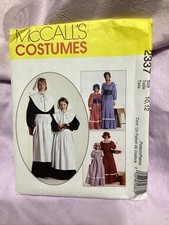 McCalls Costume Pattern 2337 Colonial Prairie Dresses Bonnets Size 10, 12 UNCUT