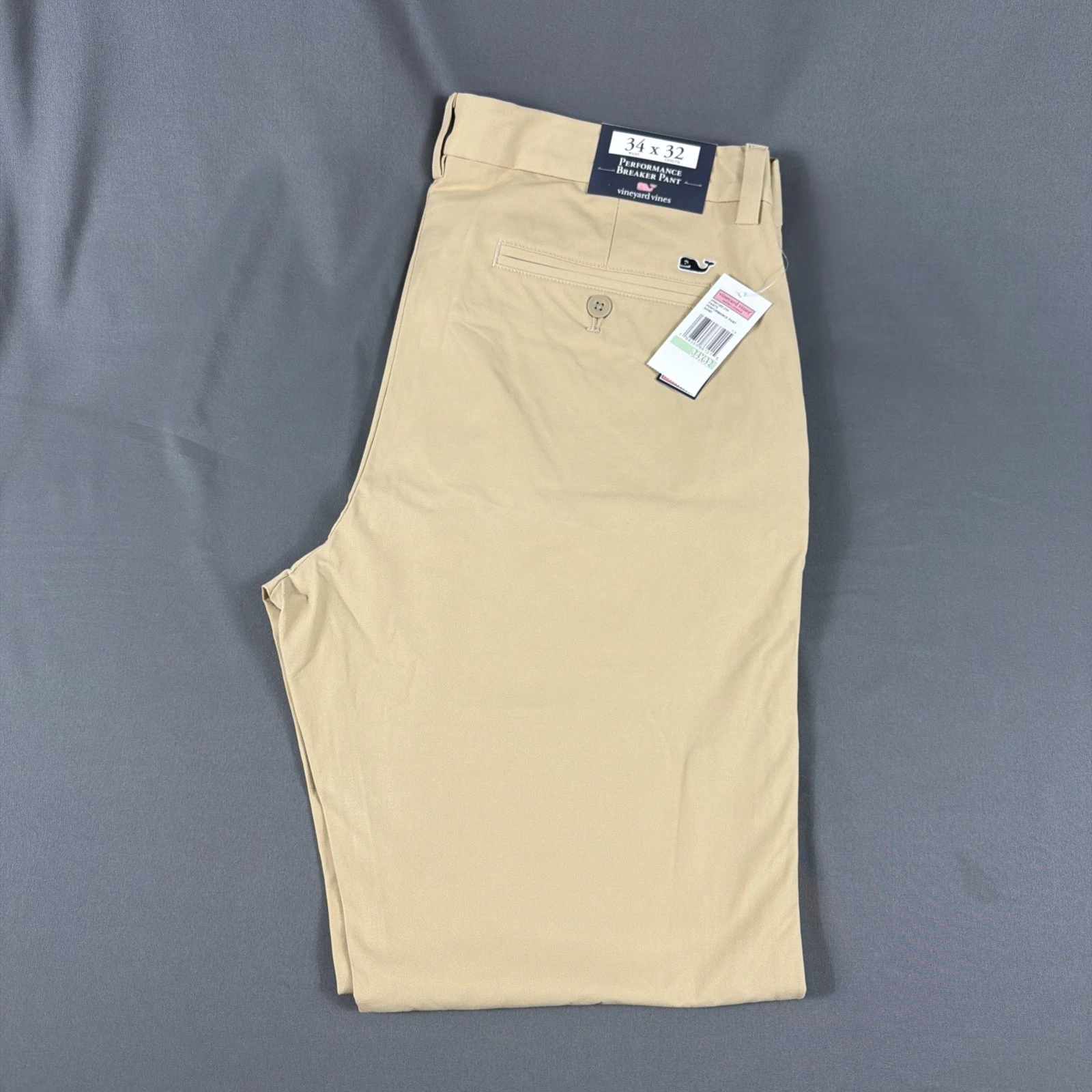Vineyard Vines Golf Pants Performance Breaker 34 x 32 Sand Nylon Spandex NWT