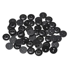 50pcs Black Round Sewing Buttons 12.5mm Resin 2 Hole Fish Eye Craft Button